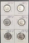 1964 P Roosevelt Dime  Set of 6 coins