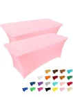 6FT Spandex Table Cover Fitted Rectangular Tablecloth  6FT Light PINK