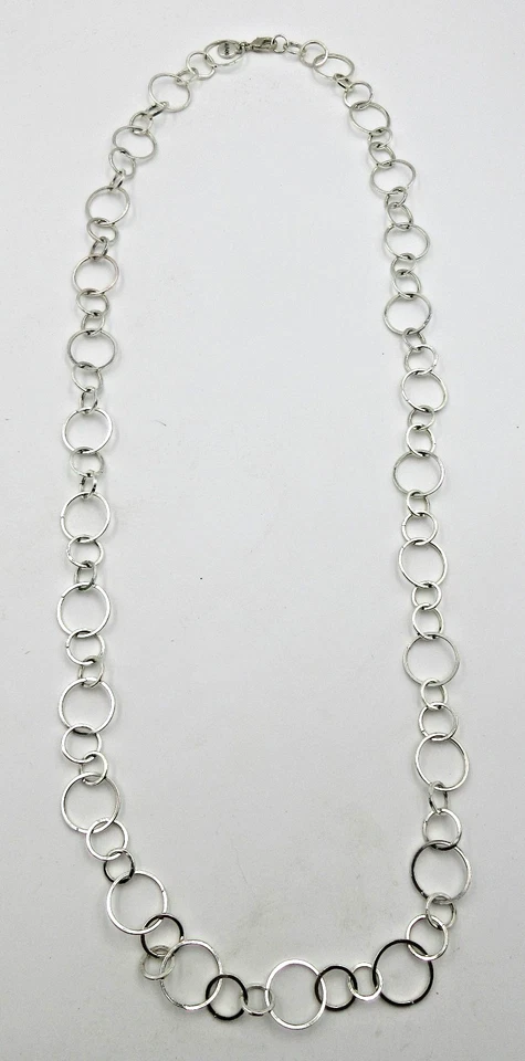 ALFANI 36" Largo Tono PLATA Metal Grueso Geométrico Eslabón Redondo Cadena Collar Foto 2 de 3