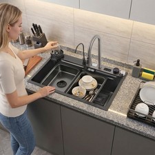 Multifunctional Digital Display Sink Workstation Kitchen Sink w/Pull-Out Faucet