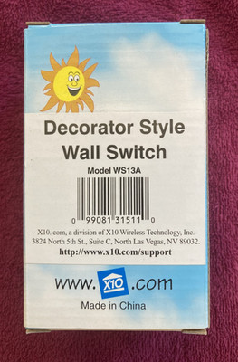 X10 WS13A Decorator Wall Switch - 120VAC 20A - 1800W