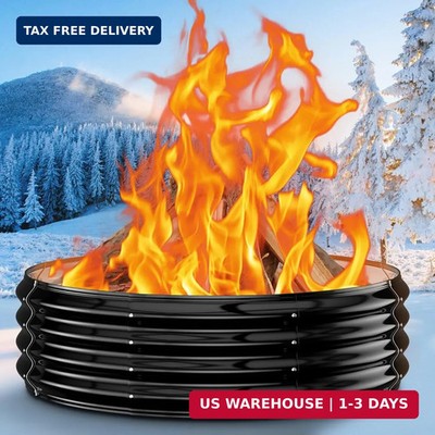60 Inch Extra Large Fire Pit Ring for Outside, Heavy Duty Wood Burning Firepits