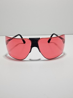 Vtg Gargoyles Classic 85mm Sunglasses Black Frame Red Vermillion Shield USA Case
