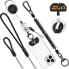 Retractable Phone Tether Lanyard: Anti-Theft Lanyard Black
