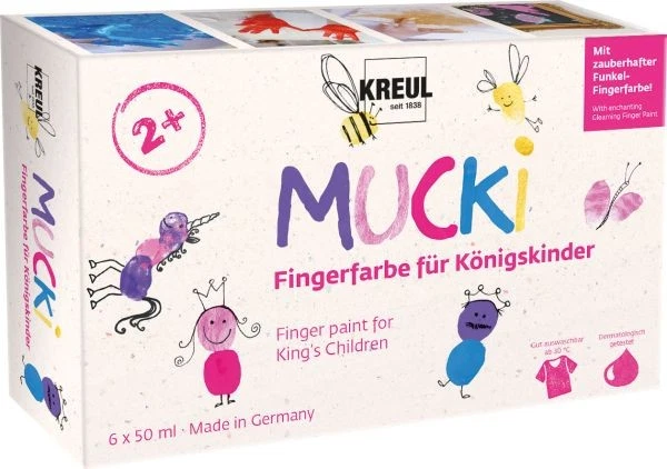 Kreul Mucki Fingerfarbe für Königskinder 6er Set 50 ml Fingerfarben