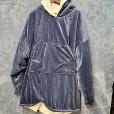 The Comfy Wearable Blanket Hoodie Sherpa Lined Oversized Blue One Size