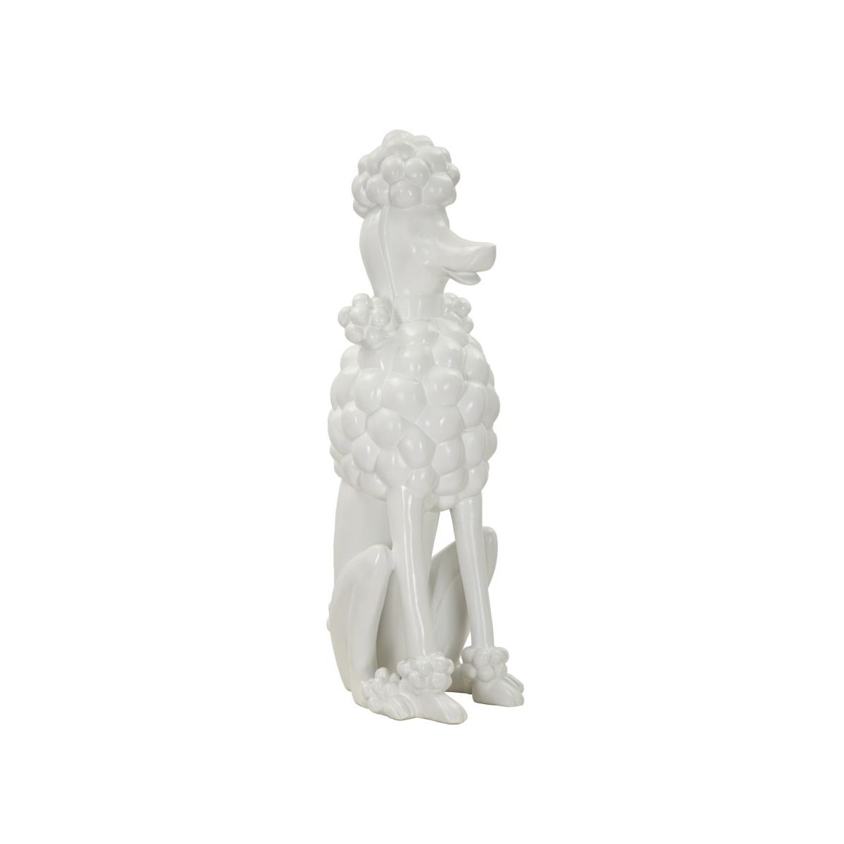 Caniche assis 61cm blanc, la statue décorative pour sublimer une entrée
