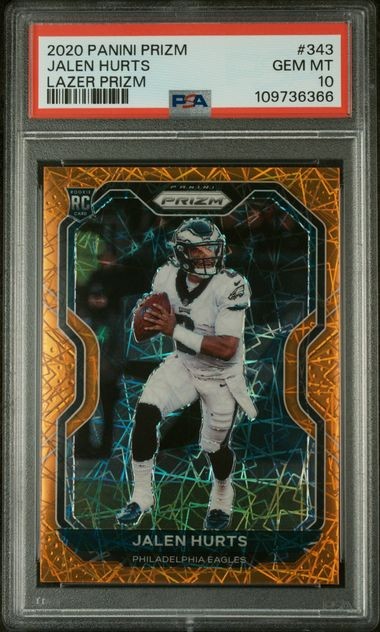 2020 Panini Prizm Jalen Hurts LAZER RC Rookie Card 343 PSA 10 Football GEM MINT!