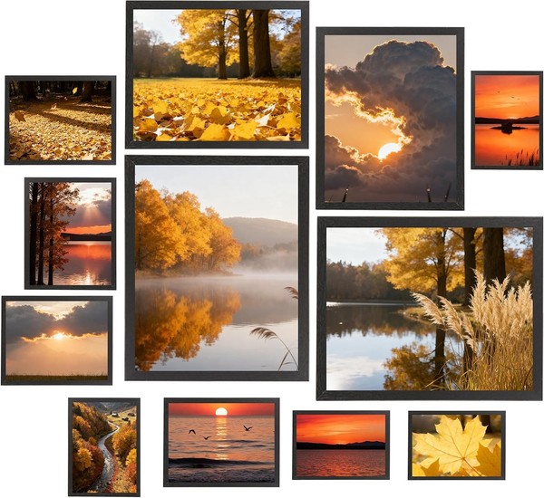 Fotorahmen Set 12 StüCk Collage Schwarz 10X15-20X25 Cm Bilderrahmen-image