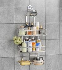 Shower Caddy Hanging with Soap Scrub Holder, Stainless Steel Adjustable No Dr...