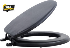 Soft Elongated Vinyl Toilet Seat, Black - 19 Inch Soft Vinyl Cover