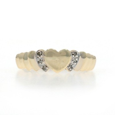Gelbgold Diamant Herz Band - 10k Single Love Ring