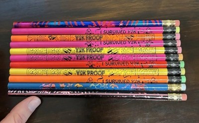 Vintage 90s Y2k Pencil Lot of 11 Metallic Colorful Unsharpened Survived Y2K