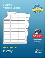 Shipping Address Labels, 1" x 2-5/8" Address Labels for Laser & Inkjet Printers,