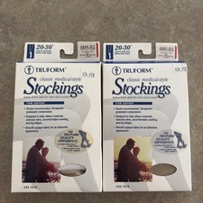 Truform 20-30 mmHg Below Knee Soft Top Compression Stockings Closed Toe Beige XL