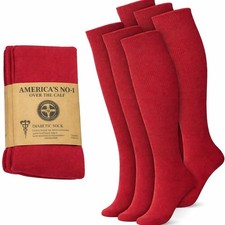 6-12Pairs Men Diabetic Over the Calf Socks Knee High circulatory Health Cotton