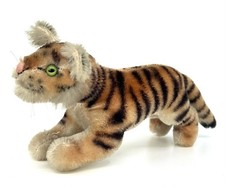 Steiff Tiger Cub Running 1960s Mohair Plush 10cm 4in small size no ID ear loose