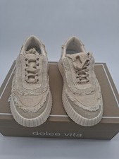 Dolce Vita Dolen Fray Sand Canvas Platform Sneakers Womens Size 7
