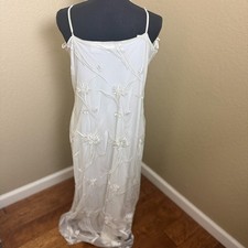 Apart Impressions Embroidered Mesh Overlay Maxi Dress Spaghetti Strap Size 12