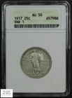 1917 Type 1 Standing Liberty Quarter Old Soap Box Holder ANACS AU 50 (Nearly FH)