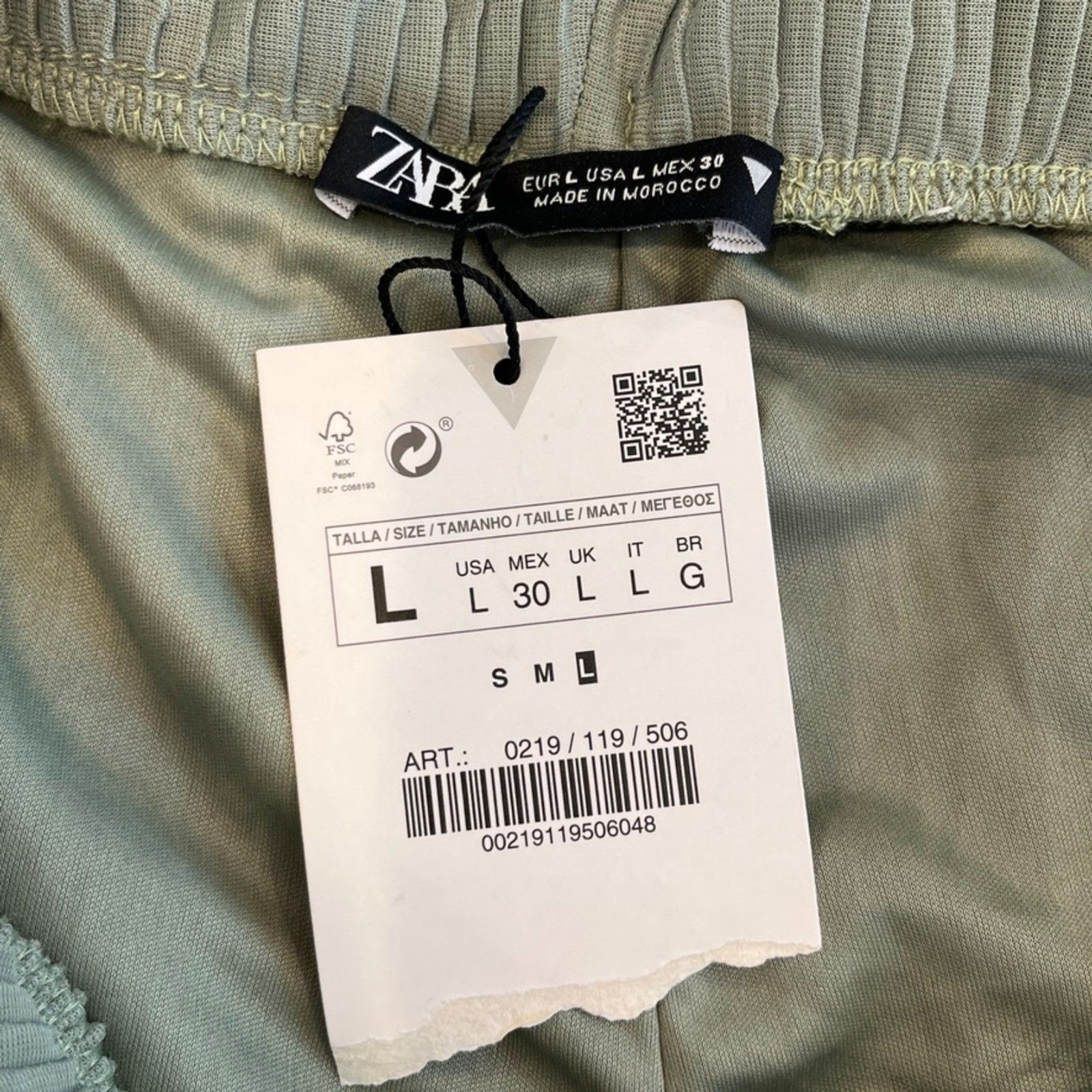 Zara Light Green Accordion Pleat Wide Leg Pants Pull On Large NEW NWT thumbnail 3