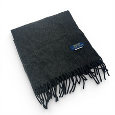 Polo Ralph Lauren Wool Scarf Pony Logo Fringe Gray 68" x 10" Made in Italy