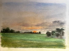 Franz Ehmke 1928 - 2018 Berlin Pastel Evening Sky Over The Tegeler Lake