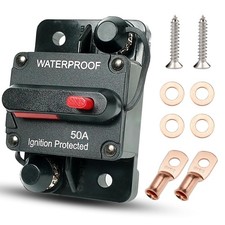 50 Amp Car Circuit Breaker with Manual Reset, Waterproof Fuse Holder for...