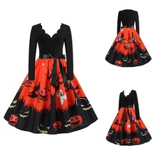 Skater Dress Ladies Fancy Party Retro Swing Dresses UK Womens Halloween A-Line