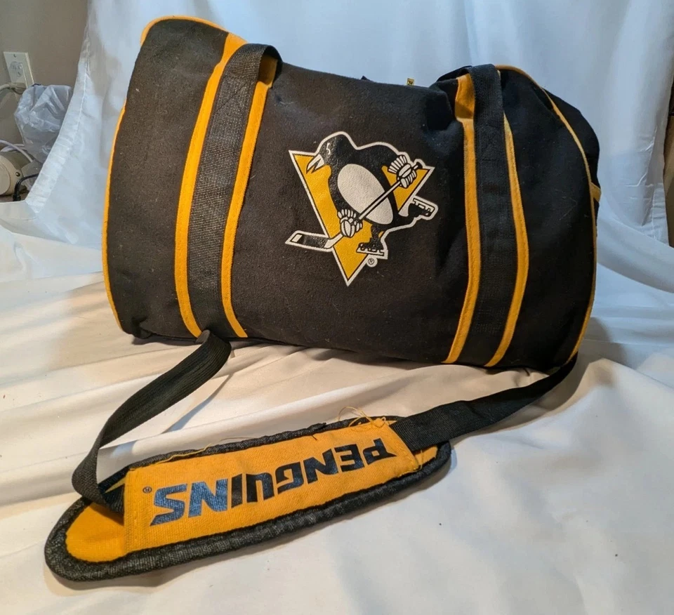 Pittsburg Penguins Hockey sobre Hielo Bolsa de Lona Amarillo Negro Patines Almohadilla Casco Foto 2 de 4