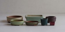 Piccoli vasi per bonsai set di 7 pezzi sfusi smaltati quadrati ovali borchie ...