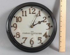 Small 10in Antique Early-20thC Standard Electric Time Co. Electric Wall Clock
