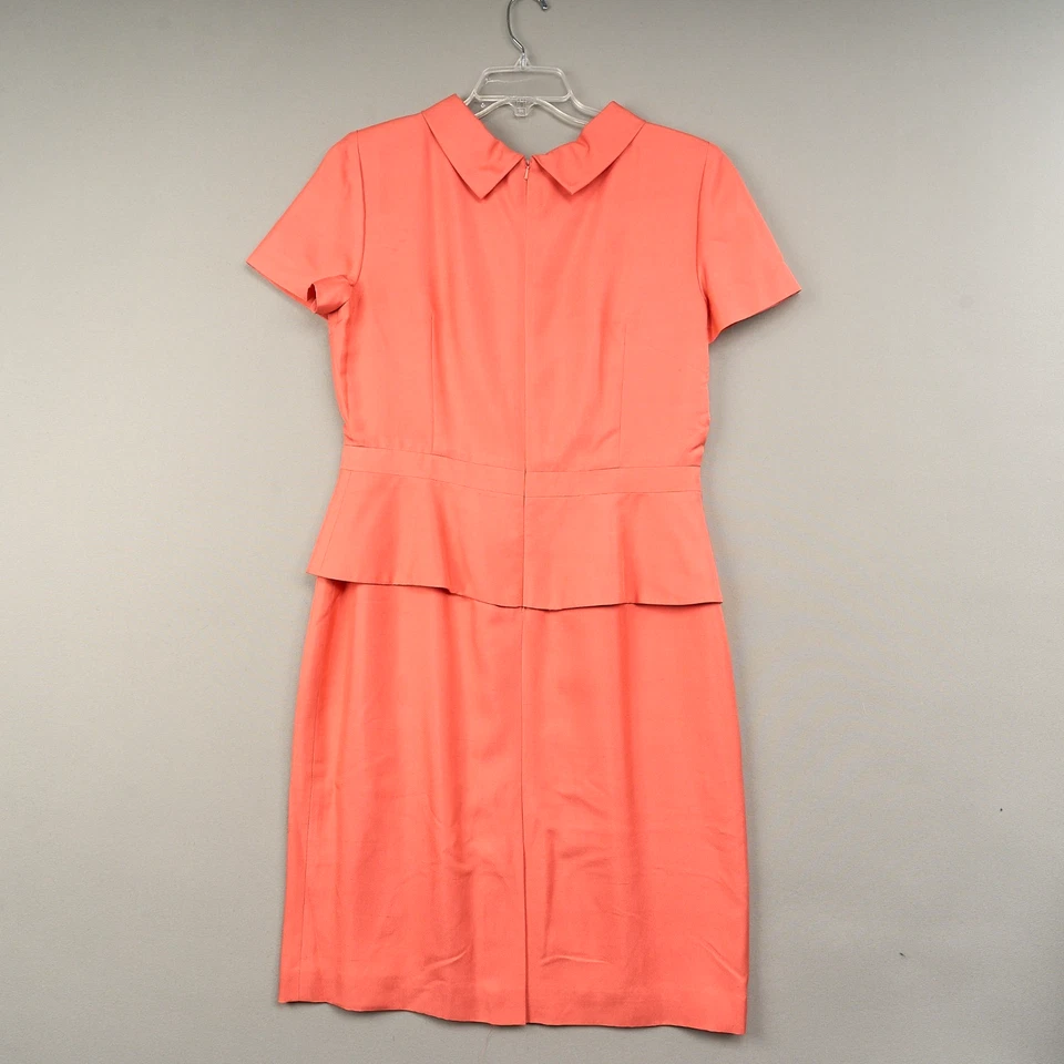 Talbots 真丝紧身连衣裙 12 码短袖荷叶边领橙色 — 第 3/4 张图片