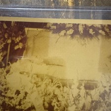 1948 Kodak Kodacolor Post Mortem Photo Sepia Floral Casket Funeral 5x3.5