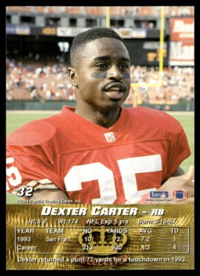 1994 Pacific Dexter Carter San Francisco 49ers #32 | eBay