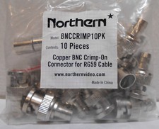 Lot of 10 New BNC Connectors, 2-Piece, Male, For RG59/U Cable Type