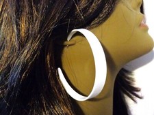 LARGE HOOP EARRINGS WHITE HOOP EARRINGS THICK VINTAGE STYLE 3 INCH HOOPS