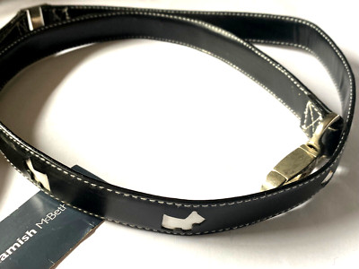 Lederleine Hamish Mc Beth Hundeleine Dog Hunde Stanzung black white 25mm x 1,22m
