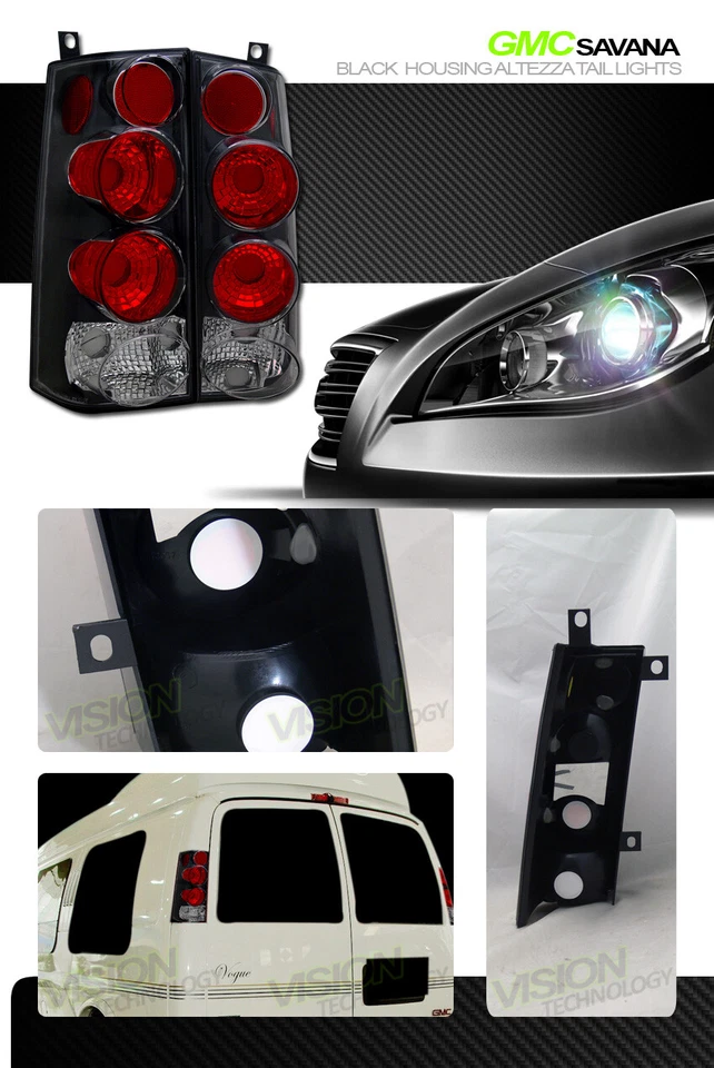 Luces traseras transparentes negras Len Altezza lámpara trasera para camioneta Chevy Express GMC Savana 03-08 Foto 2 de 2