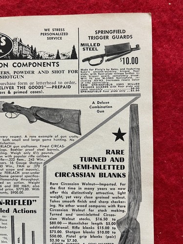 Vintage 1960 Print Ad Flaig’s Firearms Ferlach Over Under, 1898 Mauser, Enfield - 第 5/7 張圖片