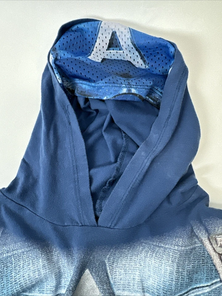 Captain America T-Shirt With Mesh Hood Marvel Boys Size Large - Image 4 of 4