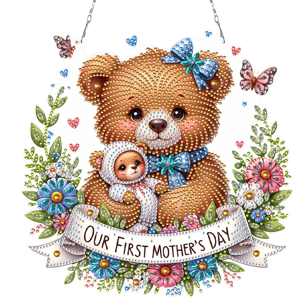 2D Flat DIY Diamond Painting Set Bear Diamond Art Pendant Home