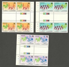 AOP Zambia #512-14 1990 Southern Africa Development MNH gutter blocks of 4