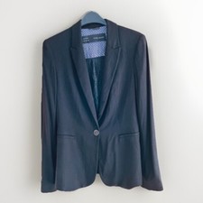 ZARA Black Blazer Size S Fitted Cotton UK 8 Women Ladies Clothes Formal/Informal