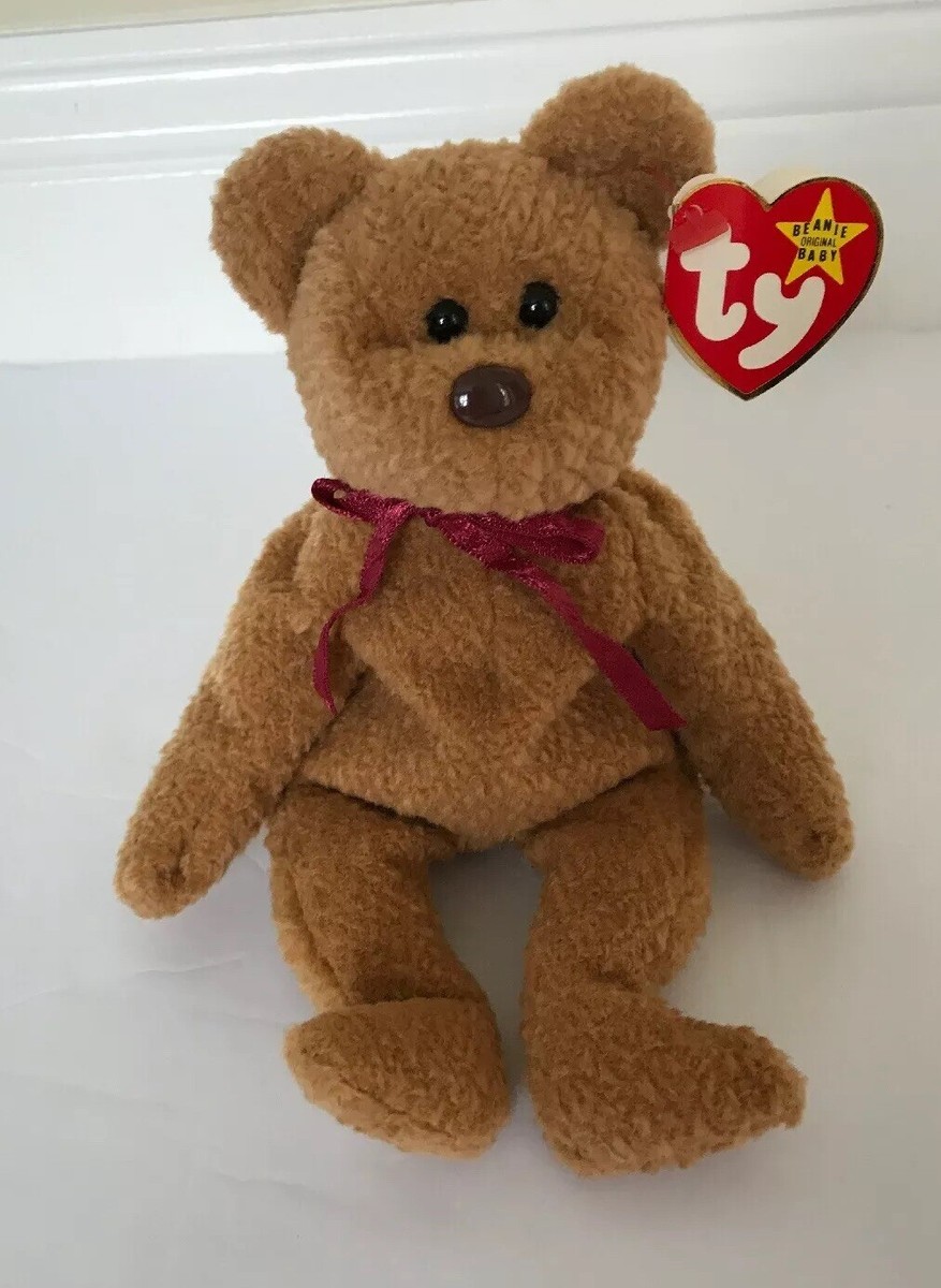 Ty Beanie Baby Curly The Bear ** 1993 No Stamp On Tush Tag**Rare