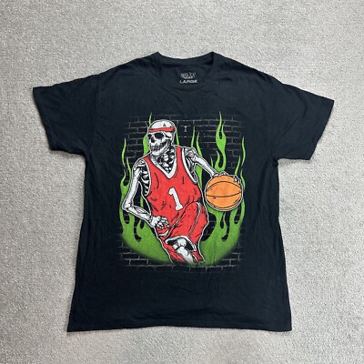 GOAT Skelett Herren T-Shirt Gr. L NBA Basketball Kunstwerk Logo 18510 Schwarz