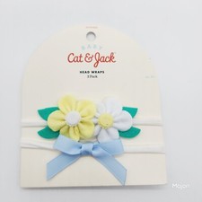 Cat and Jack Head Wraps Baby Headbands Flowers Bow Yellow Blue White
