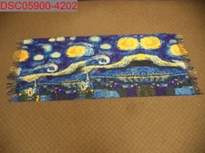 Women's Blue Starry Night Vincent Van Gogh Print Scarf w/Fringe OS X0031MN82H