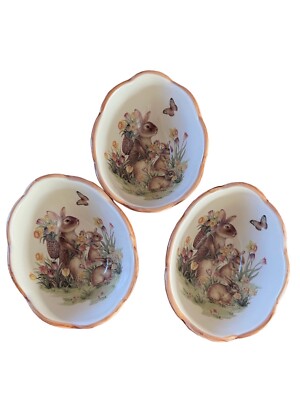 Cracker Barrel BUNNY Bowls Set Of Three Ceramic Easter Traditions Small
