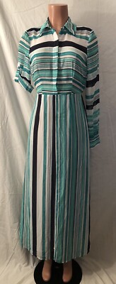 **Rare Frosted Mint Green Striped Eva Mendes Maxi Dress~Size XS** | eBay